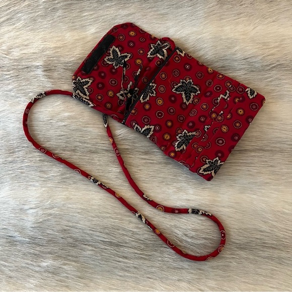 Vintage VERA BRADLEY Red Coin 1999Wallet on a String Black Yellow Velcro Leaves - Picture 5 of 14